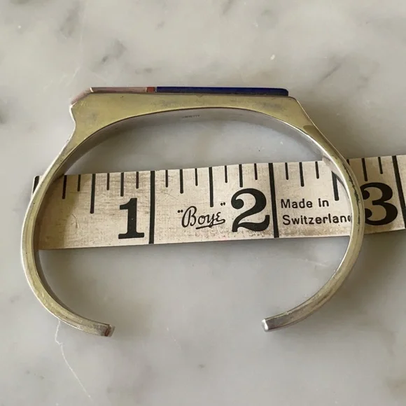 Vintage Navajo Native American Lapis and Mother of Pearl Bracelet - Picture 11 of 15